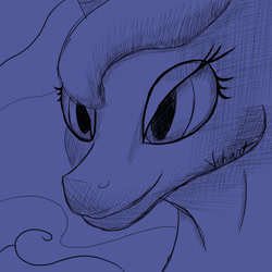 Size: 1000x1000 | Tagged: safe, artist:vchart920, imported from derpibooru, princess luna, alicorn, pony, female, monochrome, sketch, solo