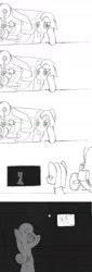 Size: 818x2402 | Tagged: safe, artist:dsb71013, imported from derpibooru, anchors away, oc, oc:static signal, bored, comic, g3, g3 to g4, g4, generation leap, monochrome