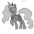 Size: 1700x1700 | Tagged: safe, artist:hypno, imported from derpibooru, princess luna, alicorn, pony, female, grayscale, looking at you, monochrome, raised hoof, simple background, sketch, smiling, solo, white background