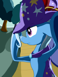 Size: 1928x2568 | Tagged: safe, artist:thebadgrinch, imported from derpibooru, trixie, pony, bipedal, cape, clothes, female, hat, solo, trixie's cape, trixie's hat