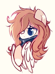 Size: 1500x2000 | Tagged: safe, artist:mirtash, imported from derpibooru, oc, oc only, oc:mirta whoowlms, pegasus, pony, bust, clothes, colored pupils, cute, female, lidded eyes, mare, rcf community, scarf, simple background, solo, white background