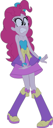 Size: 2756x6559 | Tagged: safe, artist:darksoul46, imported from derpibooru, pinkie pie, equestria girls, absurd resolution, boots, bracelet, clothes, dress, faic, fall formal outfits, female, hat, high heel boots, jewelry, scared, simple background, sleeveless, solo, strapless, top hat, transparent background