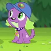 Size: 174x171 | Tagged: safe, imported from derpibooru, screencap, spike, spike the regular dog, dog, equestria girls, legend of everfree, cap, cropped, hat, looking up, low quality, male, smiling, solo