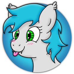 Size: 1250x1250 | Tagged: safe, artist:deltaryz, imported from derpibooru, oc, oc only, oc:power note, oc:sister note, bat pony, pony, :p, avatar, blushing, commission, cute, female, profile picture, simple background, solo, tongue out, transparent background