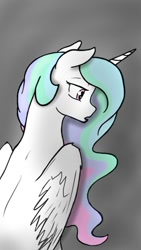 Size: 400x711 | Tagged: safe, artist:cupcakeseclipsed, imported from derpibooru, princess celestia, alicorn, pony, female, sad, simple background, solo