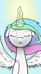 Size: 400x711 | Tagged: safe, artist:cupcakeseclipsed, imported from derpibooru, princess celestia, alicorn, pony, eyes closed, female, floppy ears, magic, raising the sun, solo, spread wings, sun