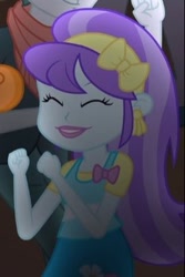 Size: 233x348 | Tagged: safe, imported from derpibooru, screencap, aqua blossom, indigo wreath, nolan north, scott green, scribble dee, equestria girls, rainbow rocks, cropped, eyes closed, female, solo, welcome to the show