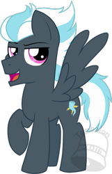 Size: 451x700 | Tagged: safe, artist:tambelon, imported from derpibooru, oc, oc only, oc:blue typhoon, pegasus, pony, male, offspring, parent:cloudchaser, parent:fleetfoot, parent:unnamed oc, parents:canon x oc, simple background, solo, stallion, transparent background, watermark