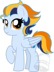 Size: 525x700 | Tagged: safe, artist:tambelon, imported from derpibooru, oc, oc only, oc:seafire, pegasus, pony, female, filly, offspring, parent:soarin', parent:spitfire, parents:soarinfire, simple background, solo, transparent background, watermark