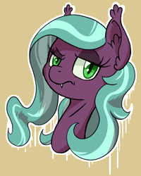 Size: 600x750 | Tagged: safe, artist:tehflah, imported from derpibooru, oc, oc only, oc:wicked ways, bat pony, pony, bust, portrait, simple background, solo, unamused