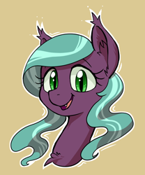 Size: 600x720 | Tagged: safe, artist:tehflah, imported from derpibooru, oc, oc only, oc:wicked ways, bat pony, pony, bust, open mouth, portrait, simple background, smiling, solo