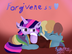 Size: 1024x768 | Tagged: safe, artist:crystalpastelkitty, imported from derpibooru, rainbow dash, twilight sparkle, alicorn, pony, the count of monte rainbow, alternate hairstyle, edmond dantes, female, forgiveness, heart, lesbian, mondego, monsparkle, pale, rainbow dantes, shipping, snuggling, the count of monte cristo, twidash, twilight sparkle (alicorn)