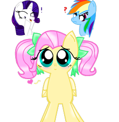 Size: 695x715 | Tagged: safe, artist:763lilypadpandaowl, imported from derpibooru, fluttershy, rainbow dash, rarity, pegasus, pony, unicorn, alternate hairstyle, blushing, pigtails, simple background, transparent background, trio