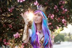 Size: 2048x1350 | Tagged: safe, artist:illisiacosplay, imported from derpibooru, princess celestia, human, clothes, cosplay, costume, female, irl, irl human, photo, solo, tree