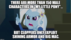 Size: 896x500 | Tagged: safe, edit, edited screencap, imported from derpibooru, screencap, trixie, equestria girls, rainbow rocks, discussion in the comments, exploitable meme, image macro, meme, rule 34, trixie yells at everything