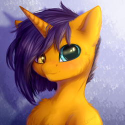 Size: 1024x1024 | Tagged: safe, artist:peachmayflower, imported from derpibooru, oc, oc only, pony, unicorn, bust, heterochromia, male, portrait, solo, stallion