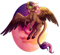 Size: 2500x2301 | Tagged: safe, artist:micky-ann, imported from derpibooru, oc, oc only, oc:evening howler, pegasus, pony, cloud, female, flying, gift art, mare, solo, stars