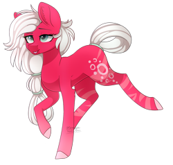 Size: 1604x1524 | Tagged: safe, artist:ohhoneybee, imported from derpibooru, oc, oc only, oc:raspberry cake, earth pony, pony, female, mare, raised hoof, simple background, solo, tongue out, transparent background