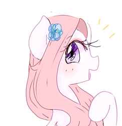 Size: 1602x1646 | Tagged: safe, artist:windymils, imported from derpibooru, oc, oc only, oc:eli, earth pony, pony, female, flower, flower in hair, mare, simple background, white background