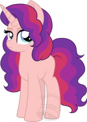 Size: 498x700 | Tagged: safe, artist:tambelon, imported from derpibooru, oc, oc only, oc:rose wine, pony, unicorn, female, filly, magical lesbian spawn, offspring, parent:starlight glimmer, parent:sunset shimmer, parents:shimmerglimmer, simple background, solo, transparent background, watermark