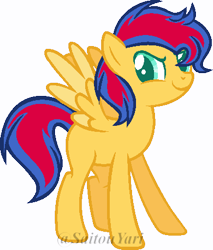 Size: 390x457 | Tagged: safe, artist:t-aroutachiikun, imported from derpibooru, oc, oc only, oc:rapid wildfire, pegasus, pony, base used, colored pupils, female, mare, offspring, parent:flash sentry, parent:sunset shimmer, parents:flashimmer, simple background, solo, transparent background