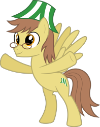 Size: 6400x8112 | Tagged: safe, artist:parclytaxel, imported from derpibooru, oc, oc only, oc:ferb fletcher, pegasus, pony, .svg available, absurd resolution, bipedal, cutie mark, glasses, hat, male, raised hoof, simple background, solo, spread wings, stallion, transparent background, vector