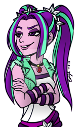 Size: 400x660 | Tagged: dead source, safe, artist:nt-88, imported from derpibooru, aria blaze, equestria girls, crossed arms, female, simple background, solo, transparent background, watermark