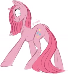 Size: 1402x1524 | Tagged: safe, artist:vincher, imported from derpibooru, pinkie pie, earth pony, pony, creepy smile, female, looking at you, pinkamena diane pie, shrunken pupils, simple background, smiling, solo, white background