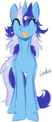 Size: 777x1811 | Tagged: safe, artist:vincher, imported from derpibooru, minuette, pony, unicorn, :p, eyes closed, female, simple background, smiling, solo, tongue out, unshorn fetlocks, white background