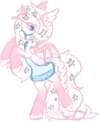 Size: 2470x3028 | Tagged: safe, artist:otpl, artist:pastel-pony-princess, imported from derpibooru, oc, oc only, oc:pastel princess, alicorn, bat pony, bat pony alicorn, pony, backless, bridle, clothes, feathered ears, female, hairpin, heart eyes, long tail, mare, open-back sweater, simple background, sleeveless sweater, small wings, solo, stars, sweater, tack, transparent background, unibat, unshorn fetlocks, virgin killer sweater, wingding eyes