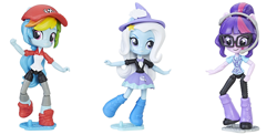 Size: 3068x1500 | Tagged: safe, imported from derpibooru, rainbow dash, sci-twi, trixie, twilight sparkle, equestria girls, doll, equestria girls minis, female, irl, photo, toy