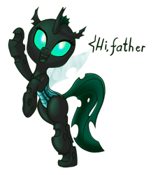 Size: 644x681 | Tagged: safe, artist:lovepaddles, imported from derpibooru, oc, oc only, oc:forlorn hope, changeling, bipedal, changeling oc, simple background, solo