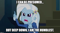 Size: 896x500 | Tagged: safe, edit, edited screencap, imported from derpibooru, screencap, trixie, equestria girls, rainbow rocks, exploitable meme, female, image macro, meme, solo, trixie yells at everything