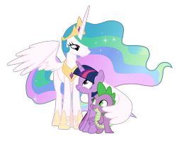 Size: 14592x11696 | Tagged: safe, artist:pink1ejack, imported from derpibooru, princess celestia, spike, twilight sparkle, alicorn, dragon, pony, celestial advice, absurd resolution, comforting, cute, female, hug, male, momlestia, simple background, sitting, transparent background, trio, twiabetes, twilight sparkle (alicorn), vector, winghug