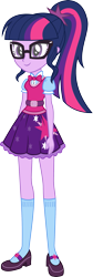 Size: 953x2847 | Tagged: safe, artist:kingdark0001, imported from derpibooru, sci-twi, twilight sparkle, equestria girls, twilight's sparkly sleepover surprise, spoiler:eqg specials, adorkable, alternate hairstyle, bowtie, clothes, cute, dork, equestria girls outfit, female, glasses, mary janes, meganekko, new outfit, ponytail, sci-twi outfits, shoes, simple background, skirt, socks, solo, transparent background, updated, vector