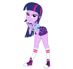 Size: 1900x1800 | Tagged: dead source, safe, artist:mashoart, imported from derpibooru, twilight sparkle, equestria girls, legend of everfree, camp everfree outfits, clothes, clothes swap, converse, cute, female, lidded eyes, looking at you, shoes, shorts, smiling, sneakers, socks, solo