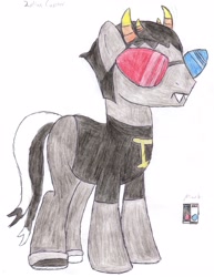 Size: 2550x3300 | Tagged: safe, artist:aridne, imported from derpibooru, pony, colored glasses, colored pencil drawing, glasses, homestuck, male, ponified, sollux captor, solo, stallion, traditional art, troll, troll (homestuck)