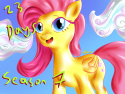 Size: 1024x768 | Tagged: safe, artist:katakiuchi4u, imported from derpibooru, part of a set, fluttershy, season 7, cloud, countdown to season 7, female, solo