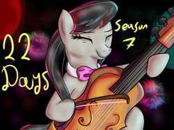 Size: 1024x768 | Tagged: safe, artist:katakiuchi4u, imported from derpibooru, part of a set, octavia melody, season 7, cello, countdown to season 7, eyes closed, female, musical instrument, smiling, solo