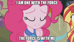 Size: 887x500 | Tagged: safe, edit, edited screencap, imported from derpibooru, screencap, mystery mint, pinkie pie, sunset shimmer, equestria girls, friendship games, bracelet, image macro, jewelry, meme, rogue one: a star wars story, solo focus, star wars