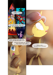 Size: 3541x5016 | Tagged: safe, artist:gashiboka, imported from derpibooru, doctor whooves, princess gold lily, time turner, twilight sparkle, alicorn, earth pony, pony, comic:recall the time of no return, absurd resolution, comic, crying, female, it's beautiful, mare, stained glass, twilight sparkle (alicorn)