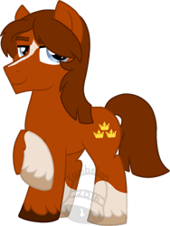 Size: 527x700 | Tagged: safe, artist:tambelon, imported from derpibooru, oc, oc only, oc:triple crown, earth pony, pony, male, solo, stallion, watermark