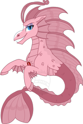 Size: 469x700 | Tagged: safe, artist:tambelon, imported from derpibooru, oc, oc only, oc:cadenza, hippocampus, merpony, siren, female, siren oc, solo, watermark