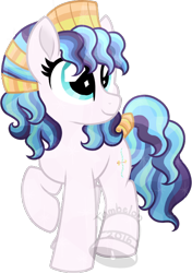 Size: 492x700 | Tagged: safe, artist:tambelon, imported from derpibooru, oc, oc only, oc:lady moonbow, crystal pony, pony, female, jewelry, mare, solo, watermark