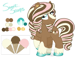 Size: 915x700 | Tagged: safe, artist:tambelon, imported from derpibooru, oc, oc only, oc:sweet scoops, earth pony, pony, drag, drag queen, male, reference sheet, solo, stallion, trap, watermark