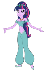 Size: 2692x4353 | Tagged: safe, artist:renthegodofhumor, imported from derpibooru, twilight sparkle, equestria girls, absurd resolution, aladdin, alternate hairstyle, belly button, belly dancer, boots, breasts, cleavage, clothes, clothes swap, crossover, disney, female, gloves, jasmine, midriff, motorcross, princess jasmine, shoes, simple background, solo, transparent background