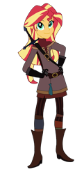 Size: 1970x4079 | Tagged: safe, artist:renthegodofhumor, imported from derpibooru, sunset shimmer, equestria girls, absurd resolution, boots, cassandra, clothes, clothes swap, crossover, disney, female, gloves, motorcross, shoes, simple background, solo, tangled (disney), tangled: before ever after, transparent background