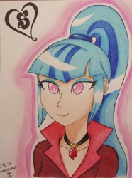 Size: 964x1297 | Tagged: safe, artist:emichaca, imported from derpibooru, sonata dusk, equestria girls, female, human coloration, ponytail, solo