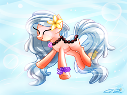 Size: 1400x1050 | Tagged: safe, artist:iheartjapan789, imported from derpibooru, oc, oc only, oc:island tide, original species, pond pony, pony, eyes closed, female, mare, solo, underwater