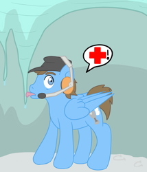 Size: 1024x1194 | Tagged: safe, artist:mediponee, imported from derpibooru, pony, crossover, ice, icicle, ponified, scout, solo, team fortress 2, tongue stuck to pole